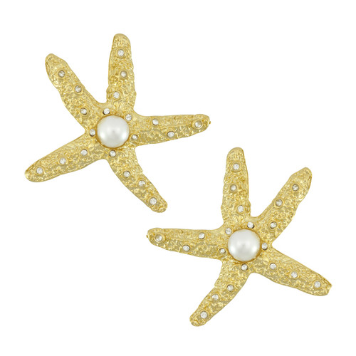 Kenneth Jay Lane Pearl Starfish Earrings
