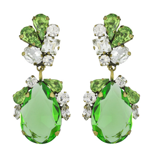 Badgley Mischka Green Crystal Drop Earrings