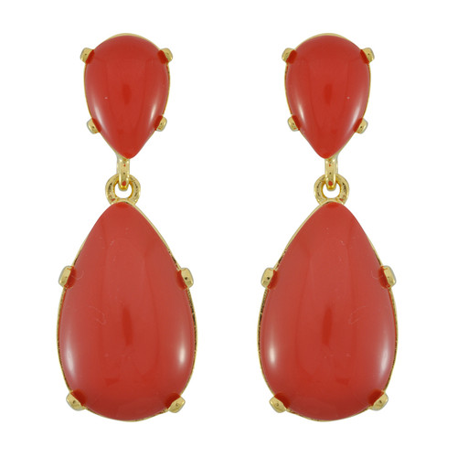 Kenneth Jay Lane Red Cabochon Drop Earrings