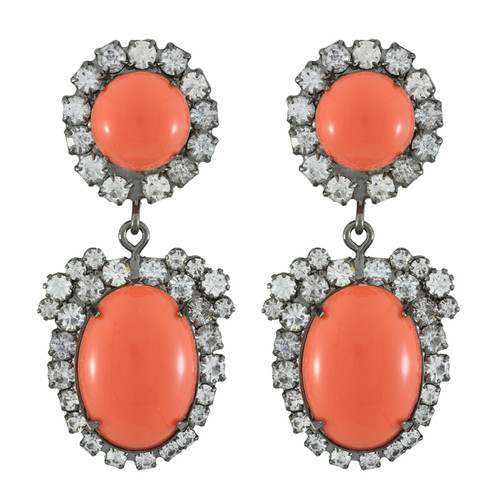 Kenneth Jay Lane Crystal Coral Drop Earrings