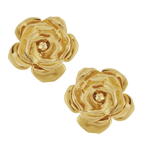 Vintage Yves Saint Laurent Gold Rose Earrings