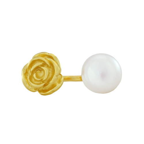 LeiVanKash Gold Rose Pearl Ring