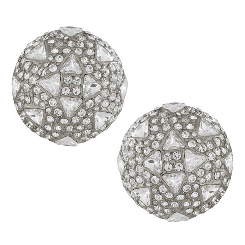 Ciner Crystal Round Button Earrings