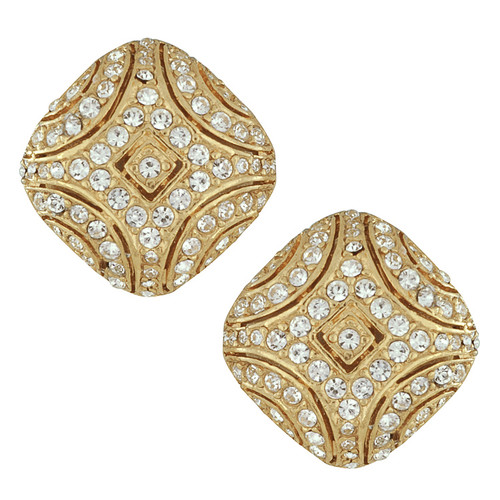 Ciner Art Deco Gold Crystal Earrings