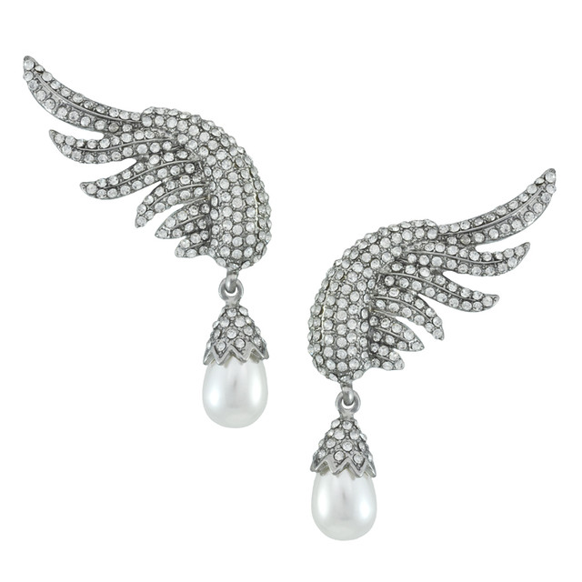 Pave Peppermint Bow Earrings, Red/White main image 1