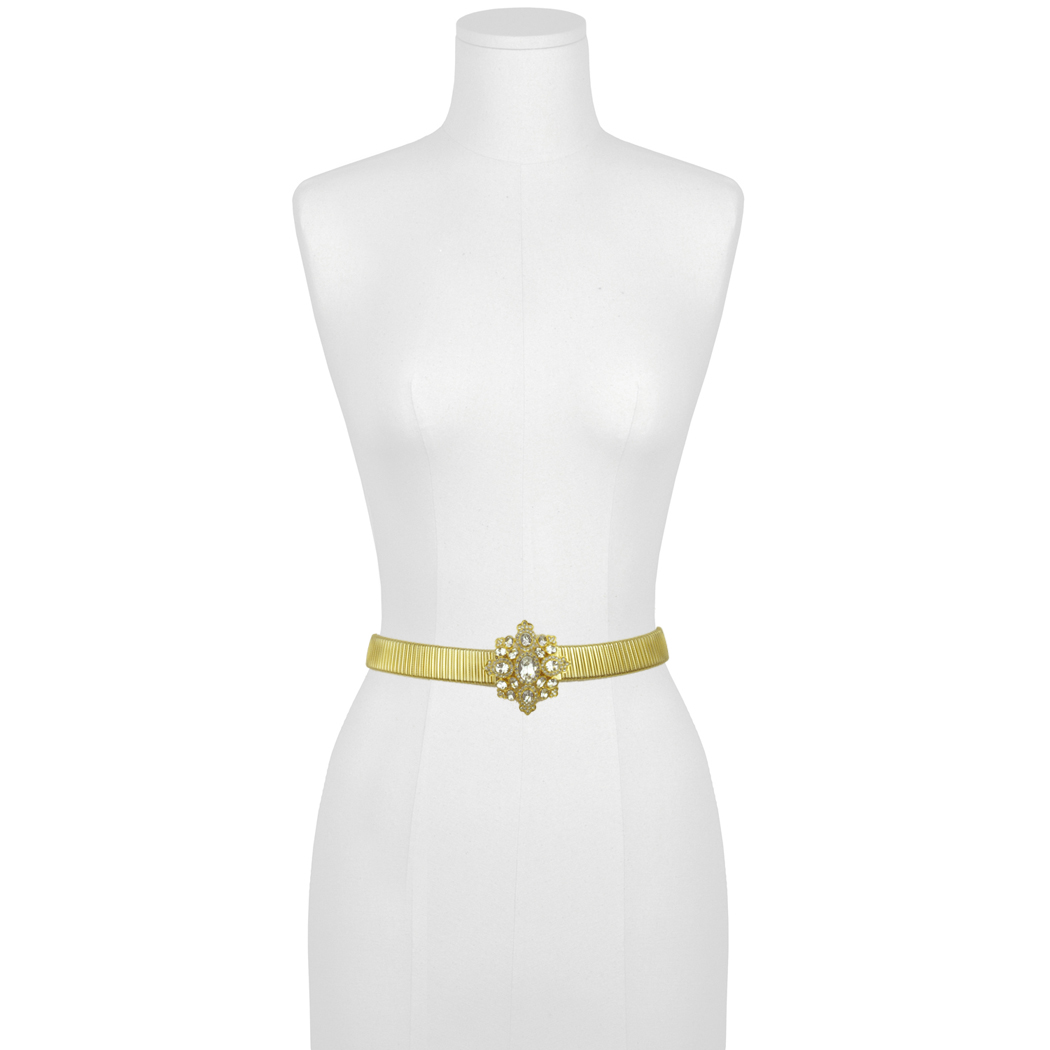 Kenneth Jay Lane Crystal Stretch Gold Link Belt display picture 3