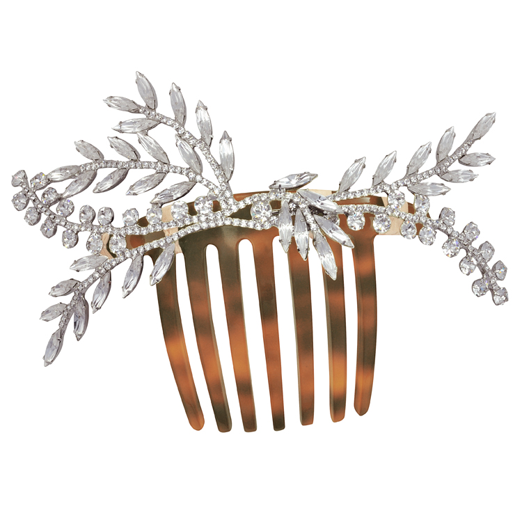 Jennifer Behr Crystal Laurel Comb | Designer Accessories display picture 1