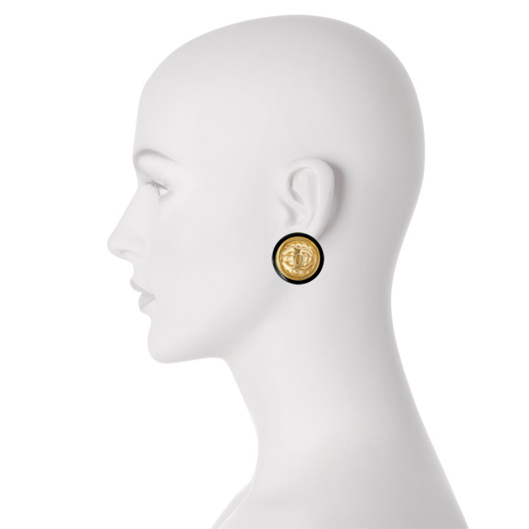 ★VINTAGE HOLLYWOOD★ Onetouch Ball Earrings_Small_VH24NNEA1 Chanel Vintage 1986 Iconic Dangling Golden CC Logo Statement