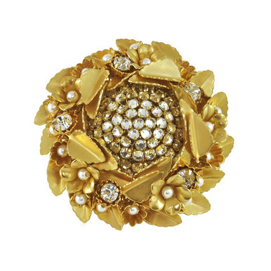 Miriam Haskell Large Gold Leaf Ring | Designer Jewelry