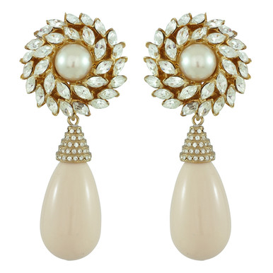 Ciner for Sophie Pale Flower Drop Earrings