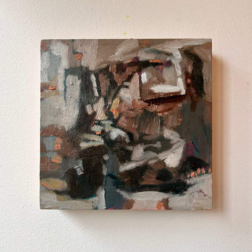 Baked | 20 cm x 20 cm x 3.5 cm | Oil on timber block 2025