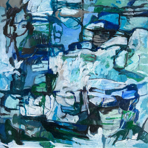 Ceaseless Blue | 53 cm x 53 cm | Framed in Oak | Oil on canvas 2025