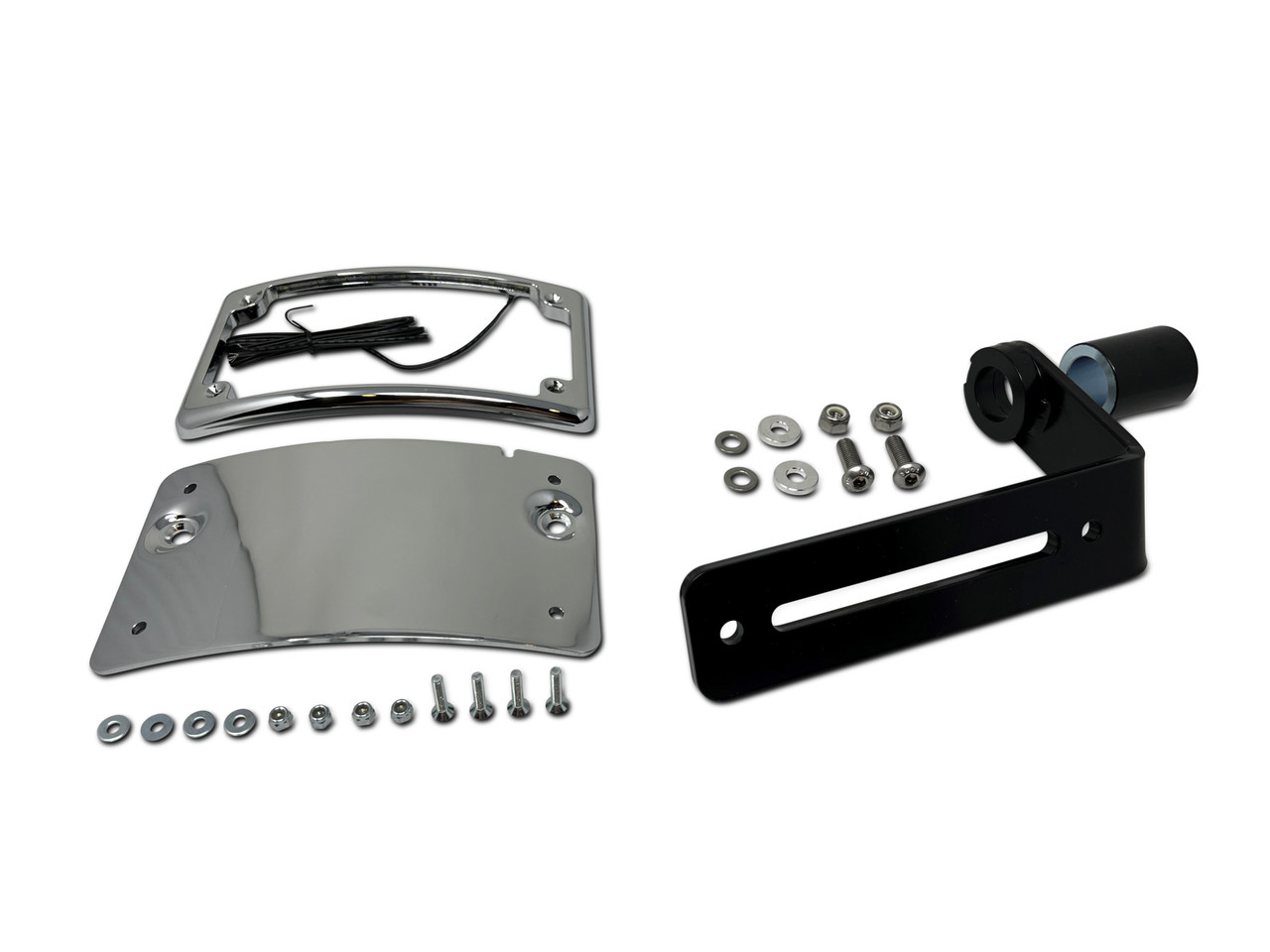 Kodlin Complete Curved License Plate Kit in Chrome for M8 Softail