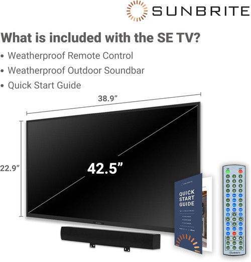 43" SE LED HDR Outdoor TV - Partial Sun - Includes Speaker Bar - SB-SE-43-4K-BL