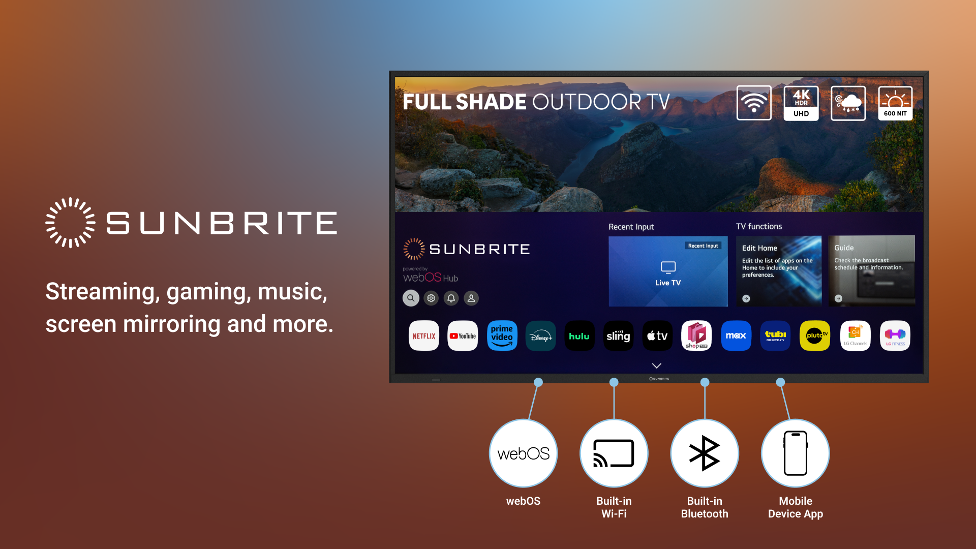 SunBrite Veranda 4 Outdoor TV Built-in Wi-Fi and Bluetooth