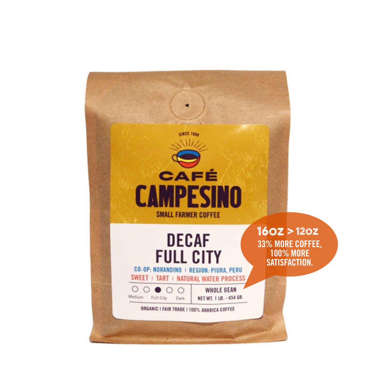 Buy Decaf Fair Trade Coffee - Organic Blend - Full City Roast