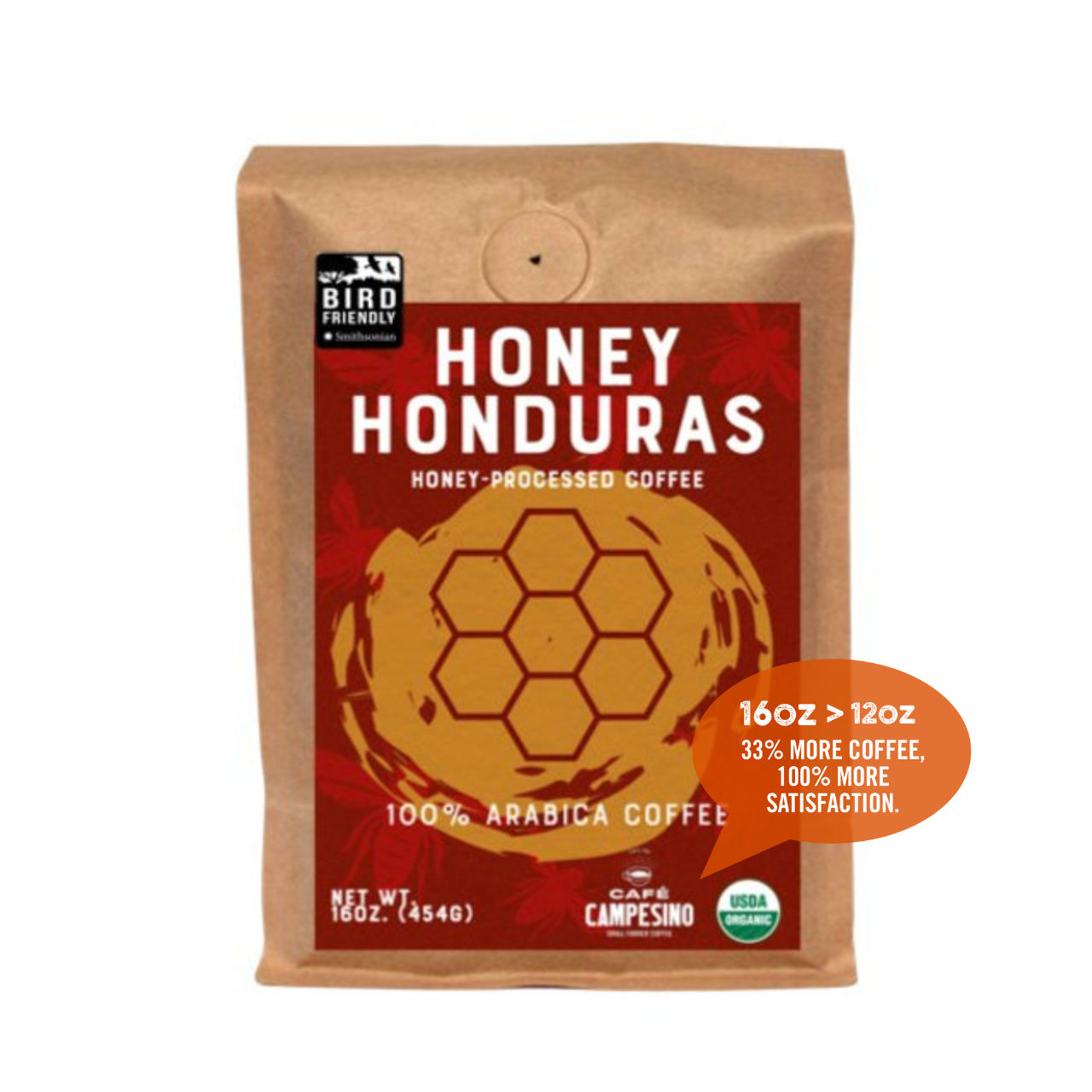 Bird Friendly Honey Honduras 100% Arabica Fair Trade Organic Coffee