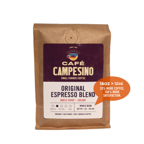 Our proprietary espresso blend is combined with Central American light roasted beans to create a bright espresso blend with a rich, tan crema.