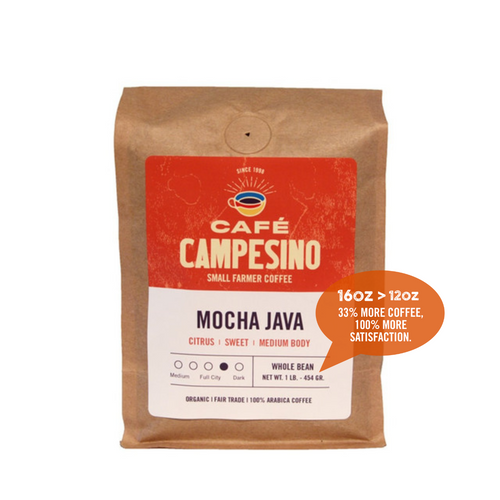 A delicious fair trade, organic, shade-grown blend of Indonesian and African coffee with a sweet, silky-bodied coffee with bright, citrus acidity. 