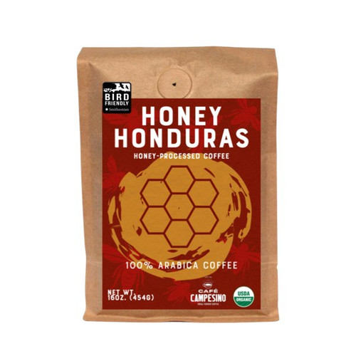 Honey Honduras Fair Trade Organic Coffee from COMSA, certified Bird Friendly by Smithsonian Institute.