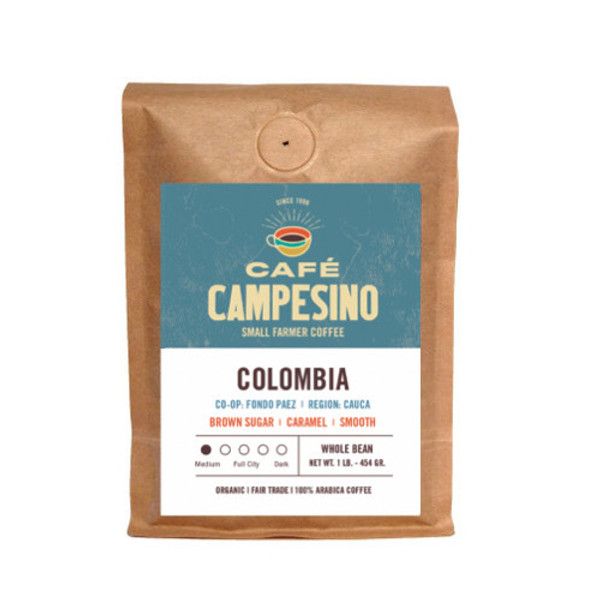 Fair trade, organic, shade-grown coffee from the Fondo Paez cooperative in Colombia.