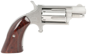 North American Arms 22MSGBG Mini-Revolver  Sports South Exclusive 22 WMR 5 Shot 1.13" Stainless Steel Barrel, Frame & Cylinder, Wood Boot Grip, Exposed Hammer