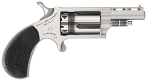 North American Arms 22MTW Wasp  22 WMR 5 Shot 1.63" Stainless Steel Vent Rib Barrel, Stainless Steel Frame & Cylinder, Black Pebbled Rubber Grip, Exposed Hammer