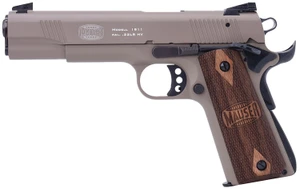 Mauser Rimfire 4110604 1911  22 LR 10+1 5" Black Steel Barrel, Tan Serrated Aluminum Slide, Tan Aluminum Frame w/Beavertail, Walnut Grip, Ambidextrous