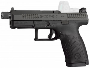 CZ-USA 91513 P-10 C  Compact 9mm Luger 17+1 4.02" Black Threaded Barrel, Black Nitride Optic Ready/Serrated Steel Slide, Black Polymer Frame w/Picatinny Rail, Interchangeable Backstrap Grip