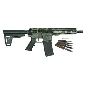 Great Lakes AR-15 Pistol .223 Wylde 30rd Magazine 7" Barrel Lichen Black with 5 OTF 3-1/2" Blade Knives