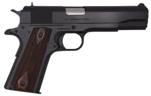 Colt Mfg O1911C 1911 Government 45 ACP 7+1, 5" Stainless National Match Barrel, Blued Serrated Steel Slide & Frame w/Beavertail Double Diamond Checkered Rosewood Grip