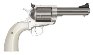Magnum Research BFR44MAG5B6 BFR Short Cylinder 44 Rem Mag 6 Shot, 5" Brushed Stainless Steel Barrel, Cylinder  & Frame, White Polymer Grip, Hammer Safety, Exposed Hammer