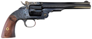 Taylors & Company 550644 Top Break Schofield 45 Colt (LC) 6rd 7" Blued Engraved Steel Walnut Grip