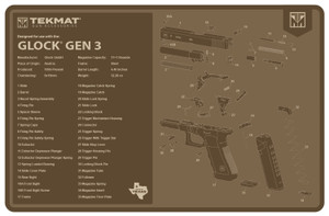 TekMat TEKR17GLOCKG3FDE Glock Gen 3 Cleaning Mat Flat Dark Earth Rubber 11"x17" Glock Gen 3 Parts Diagram