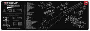 TekMat TEKR361022 Ruger 10/22 Cleaning Mat Black/White Rubber 12"x36" Ruger 10-22 Parts Diagram