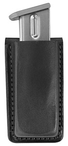 Bianchi 18056 Open Top Mag Pouch  Single Black Leather Belt Clip, Belts 1.75" Wide Compatible w/Glock 17/19/22/23/30/S&W 9/40F/M&P 9/40