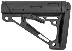 Hogue 15040 OverMolded Collapsible Buttstock made of Synthetic Material with Black Finish & Overmolded Rubber for Mil-Spec AR-15, M16