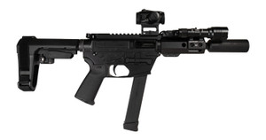 Shark Coast Tactical SCC8110CABLK-S Creepy Andrew 9mm Luger 30+1 Aluminum Receiver Picatinny Rail Receiver Black Polymer SB Tactical SBA3 Brace