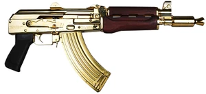 Zastava Arms Usa ZP92762SRGL ZPAP 92 7.62x39mm 30+1 10" 24K Gold Plated/ Cold HammerForged/ Chrome Lined Barrel, Steel 24K Gold Plated Receiver, Serbian Red Wood Grips