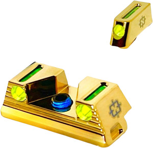 Cross Armory CRGSS-GD Standard 3 Point Fiber Sight Green Gold Frame Fits Glock