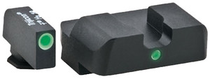 AmeriGlo GL102 i-Dot Sight  Set for Glock  Green Tritium White Outline Front Sight-Green Tritium Rear Sight