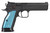 CZ-USA 91222 TS 2  40 S&W 17+1 5.28" Black Steel Barrel, Black Serrated Steel Slide, Black Polycoat Steel Frame w/Beavertail, Blue Checkered Aluminum Grip, Ambidextrous