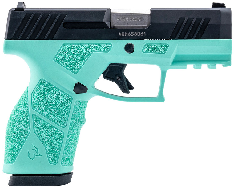 Taurus 1-GX2931C GX2  9mm Luger 13+1 3.37" Matte Stainless Steel Barrel, Matte Black Serrated Stainless Steel Slide, Cyan Polymer Frame w/Picatinny Rail, Polymer Grip