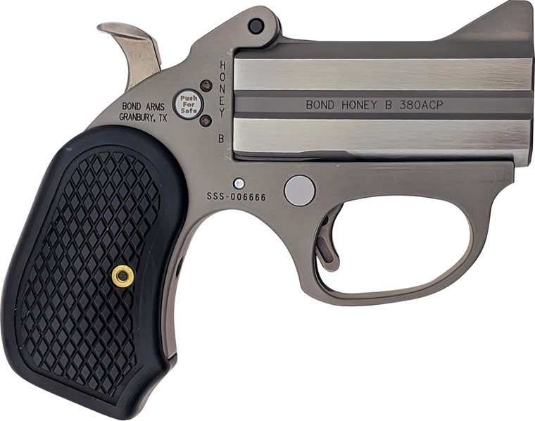 Bond Arms BAHB Honey B Stinger RS 380 ACP 2rd Shot 3" Matte Stainless Steel Frame Black Extended B6 Resin Grips Right Hand