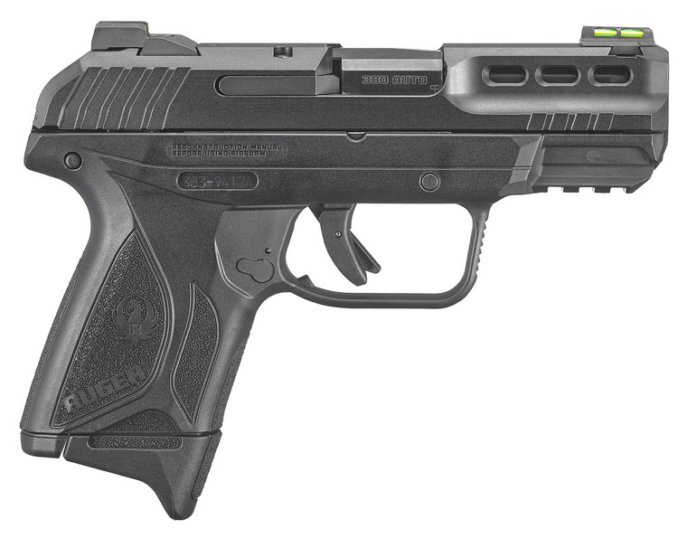 Ruger 3839 Security-380  380 ACP 10+1/15+1 3.42" Black Oxide Barrel, Black Serrated Steel Slide, Black Polymer Frame w/Accessory Rail, Black Polymer Grips