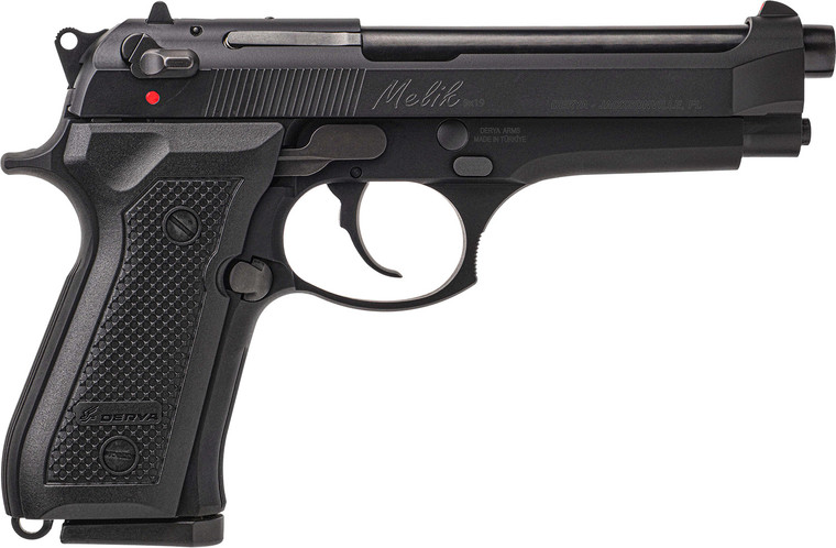 Derya Firearms 10LMELIK9TR Melik  9mm Luger 10+1 4.90" Black Melonite Steel Barrel, Black Melonite Serrated Steel Slide,  Black Aluminum Frame, Black Polymer Grip