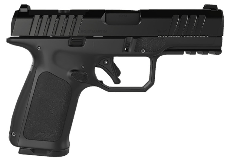 Rost Martin RM1CBLKOSP15 RM1C  9mm Luger 15+1 4" Black Match Grade Barrel, Black Tenifer Optic Ready/Serrated Steel Slide, Black Polymer Frame w/Picatinny Rail, Textured Grip, Ambidextrous