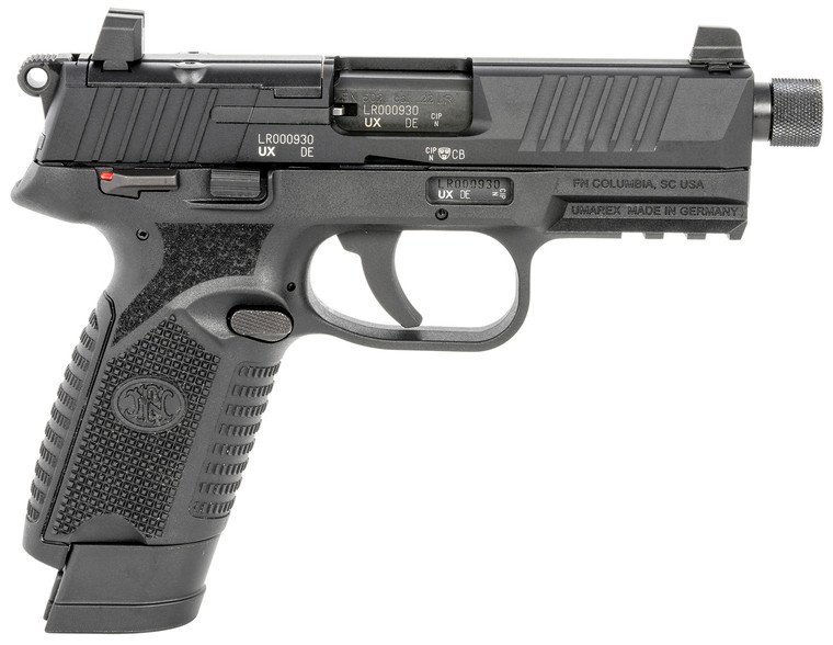 FN 66101010 502 Tactical 22 LR 10+1 15+1 4.60" Black Steel Threaded Barrel, Black Optic Ready/Serrated Slide & Polymer Frame w/Picatinny Rail, Black Textured Polymer Grip, Ambidextrous