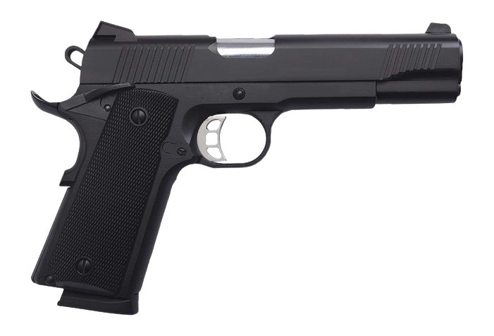 Tisas Arms 10100528 1911 Duty 45 ACP 8+1 5" Stainless Barrel, Black Cerakote Carbon Steel Serrated Slide & Frame w/Beavertail, Black Rubber Grip
