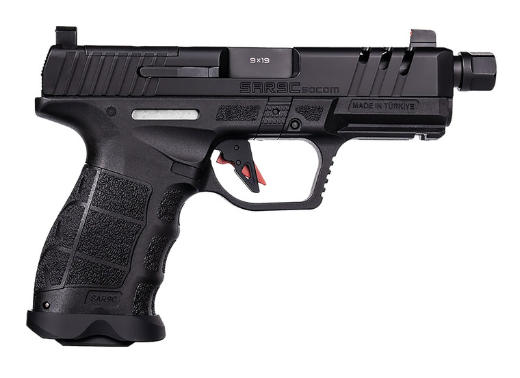 SAR USA SAR9CSOCOMBL SAR9 C  Compact Frame 9mm Luger 21+1 4" Black Steel Barrel, Black Steel Optic Ready/Ported/Serrated Slide, Black Polymer Frame w/Picatinny Rail, Interchangeable Backstrap Grip